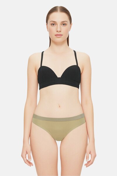 Calvin Klein Women Brand Logo Pull On Bikini Bottom, Taupe