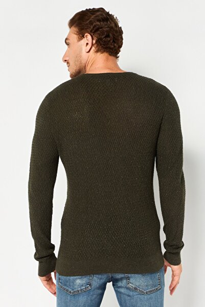 Hawker Rye Men V-Neck Knitted Long Sleeve Sweater, Forest Green