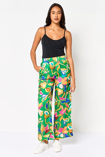 PROMOD Women Regular Fit Allover Pattern Plazzo Pants, Multicolor