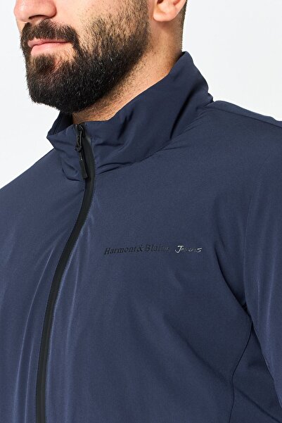 Harmont & Blaine Men Long Sleeve Brand Logo Windbreaker Jacket, Navy