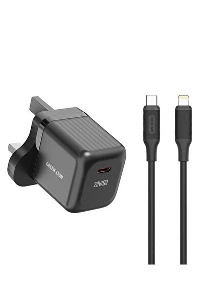 Green Lion شاحن حائط فائق الصغر GaN USB-C PD 20 واط مع كابل USB-C إلى Lightni...