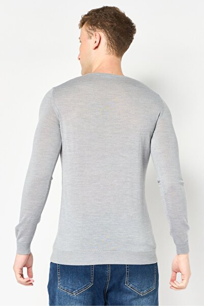 Harmont & Blaine Sport Men V-Neck Embroidered Logo Long Sleeve Sweater, Grey