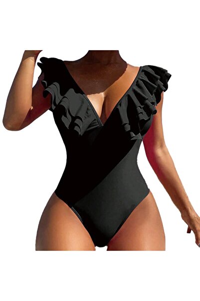 Swims Women's One Piece Swimsuit Ruched Vintage High Waist – Black S