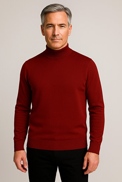 Mutlu City Men's Medium Thickness Cotton Soft Textured Half Turtleneck Sweater 6260