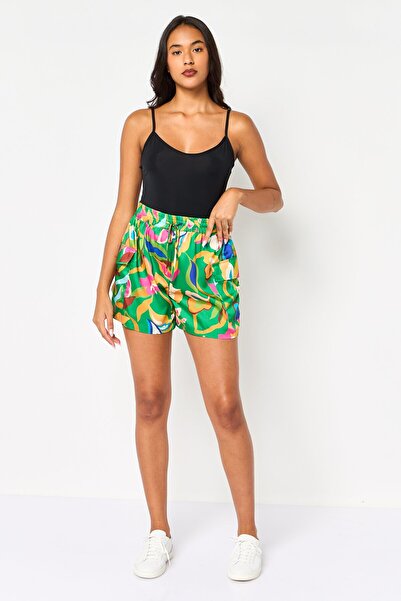 PROMOD Women Allover Print Basic Shorts, Multicolor