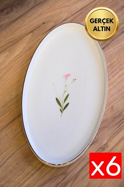 tabakevi Tabak Evi Porselen Natura Çuha Altın Yaldızlı Oval Kayık 32,50x17x2,...