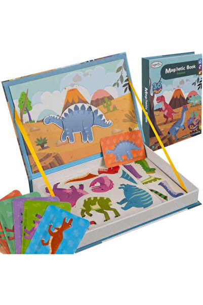 Micostore Magnetic Book, Magnetic Puzzle Game with Dinosaurs, 36 Pieces, STEAM