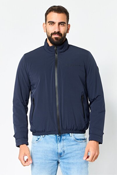 Harmont & Blaine Men Long Sleeve Brand Logo Windbreaker Jacket, Navy