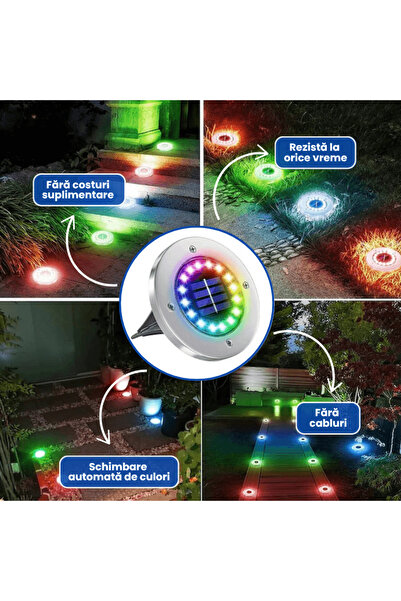 OferteTop Set of 4 Warm White LED Solar Garden Lights, Waterproof and Cordless