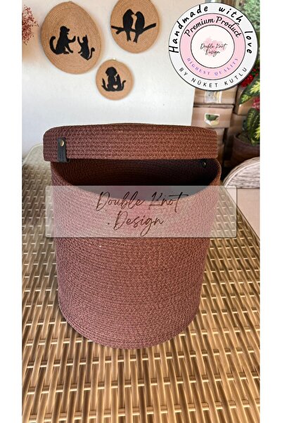 DOUBLE KNOT DESİGN 30 cm Kapaklı Çamaşır Sepeti Banyo, Mutfak, Çocuk Odası Dü...