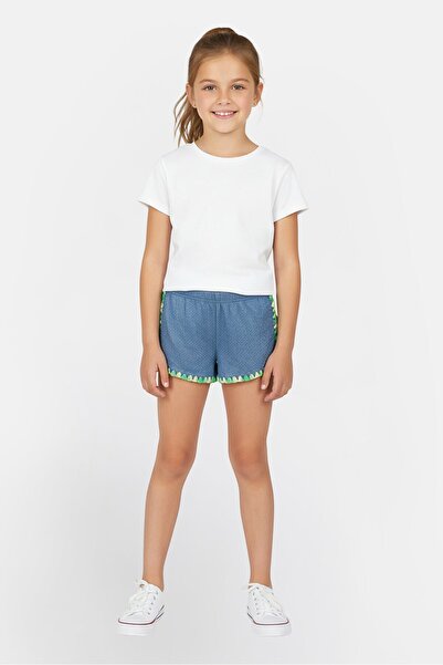 For The Black Kids Girls Textured Shorts, Blue