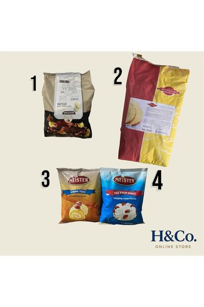 Karışık PASTA SETİ : BEYAZ PUL ÇİKOLATA - SADE PANDİSPANYA - TOZ ŞANTİ - TOZ KREMA