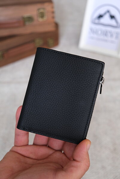 Norvi Leather Genuine Leather Wallet Black Color - Unisex for Women and Men 1237