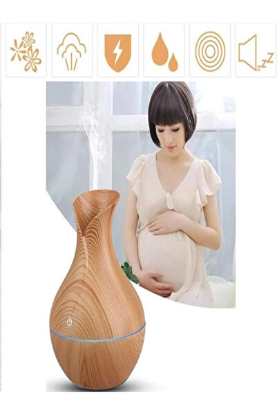 OEM Vase-type aromatherapy humidifier, 200 ml, USB, ultrasonic, 7 LED colors, light wood