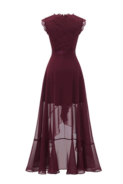Dressystar Women's Elegant V-Neck Maxi Bridesmaid Dress - Burgundy, S