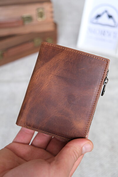 Norvi Leather Genuine Leather Wallet Hazelnut Color - Unisex for Women and Men 1237