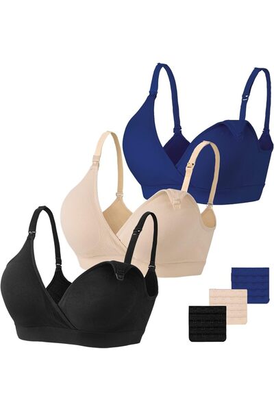 Vinse Vinfact 3 Pack Nursing Maternity Seamless V-Neck Bra S