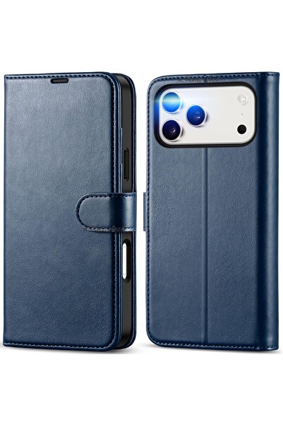 m.tk moveteck iPhone 17 Pro Case 360 Full Coverage Leather Textured Flip Wallet Stand with Card Holder and Detachable Clip