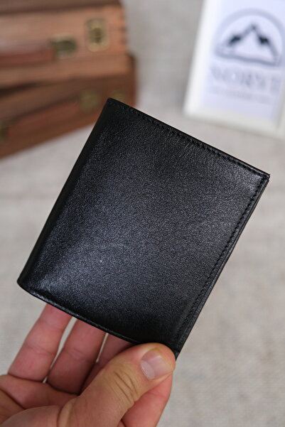 Norvi Leather Genuine Leather Wallet with Coin Compartment Black 1008