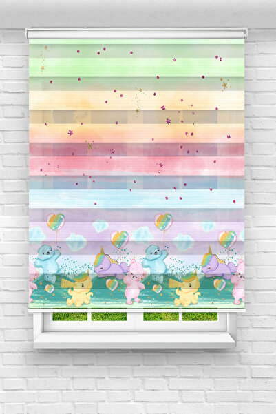 Perdecizade (ENXBOY)SEVİMLİ ARKADAŞLAR DİJİTAL BASKILI ZEBRA PERDE-COCUK ODAS...