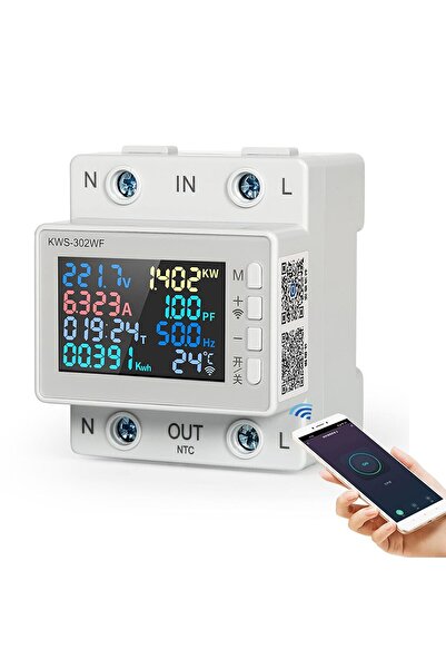 AİLA LİGHTİNG Ailao WiFi Smart Electric Meter (Tuya) - DIN Rail, Color LCD, 170-300V, 0-63A