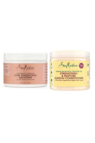 Shea Moisture Coconut & Hibiscus Curl Cream 340g with Jamaican Black Castor Oil Leave-In 454g