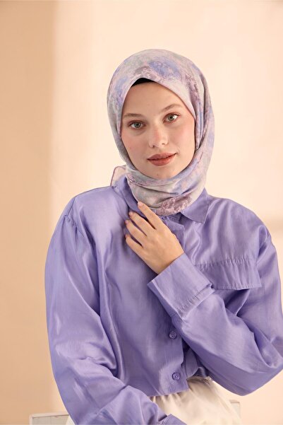 Silk Home Φουλάρι από οργανικό βαμβάκι με ραμμένες χειροποίητες άκρες με σχέδιο κήπου με χαμομήλια