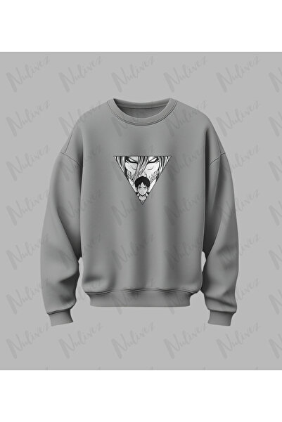 Nulivez Attack on Titan Eren Character Back Printed High Quality Unisex Oversized O Neck Sweatshirt