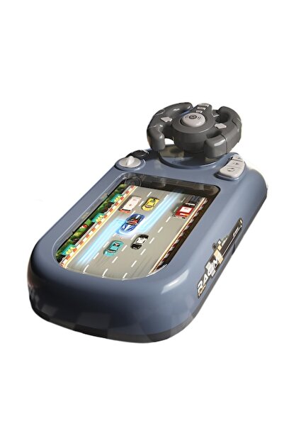 zyteq Interactive console with steering wheel for children, educational game with races and obstacles, blue-gray