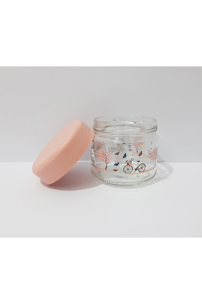 renkli çiçekler 400 ml Patterned Mini Glass Jar