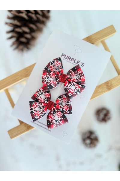 PURPLE'S BİR TUTAM MUTLULUK مشبك شعر أحمر بتصميم ندفة الثلج لعيد الميلاد مع م...