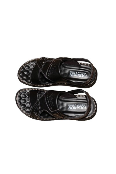 WDA Men’s Black Comfort Sandal with Textured Footbed