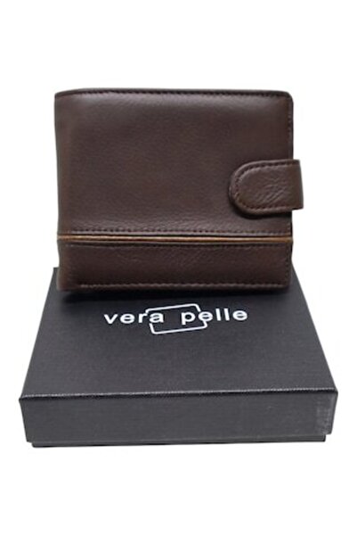 Vera Pelle - Men's leather RFID wallet, Model Q3185 (Coffee)