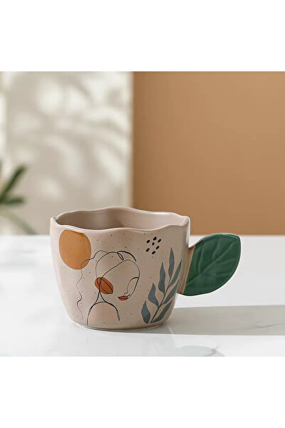 bity thok Inspiration Leaf Ceramic Mug - Brown b4