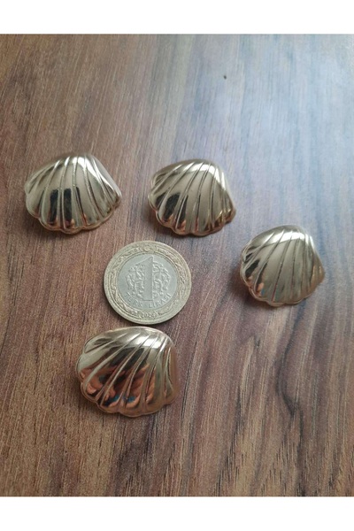 İMREN AKSESUAR زر معدني مطلي بالذهب على شكل صدفة محار 28 مم، عبوة واحدة تحتوي...