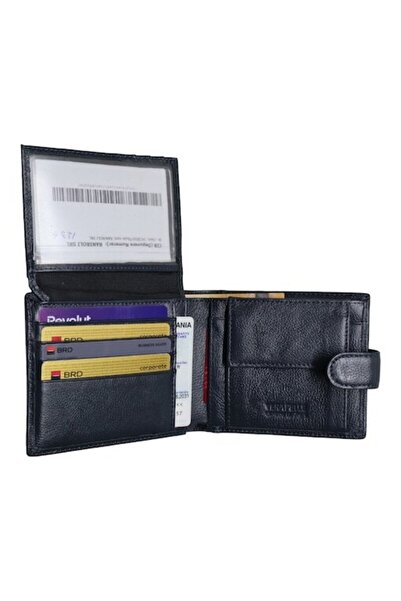 Vera Pelle Men's Leather Wallet RFID with Card Slots and Gift Box - Model Q3182 Blue