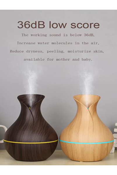 OEM Vase-type aromatherapy humidifier, 200 ml, USB, ultrasonic, 7 LED colors, dark wood