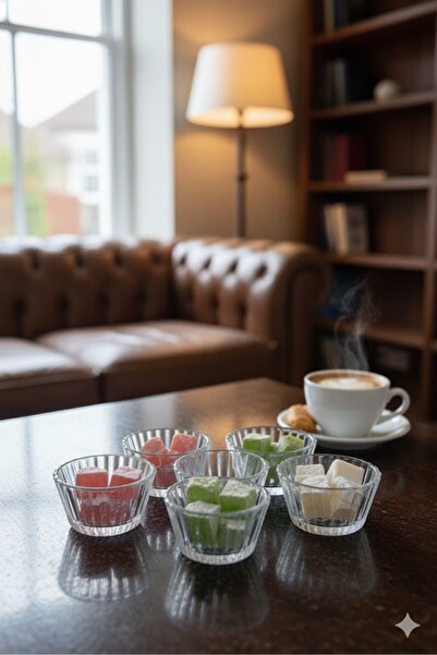 zaTen Pazar 6'lı Mini Cam Lokumluk & Sosluk Seti | Modern Çizgili Sunumluk | ...