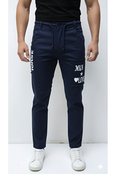 STITCH by MH Men's Slim-Fit Chinos with Graphic Patch Details