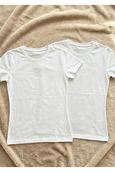 Loule 2-Pack Women's Half Sleeve Cotton & Modal - Stretchy and Soft Textured Crew Neck T-Shirt