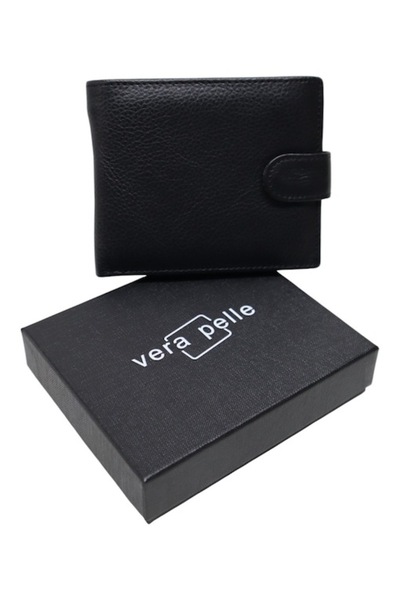 Vera Pelle Men's wallet made of genuine leather, card slots, gift box – Model Q3182 black