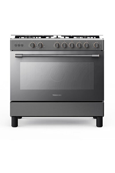 Toshiba 90cm Freestanding Gas Cooker, 5 Burners, Stainless Steel (RLA1-90MG5GE)