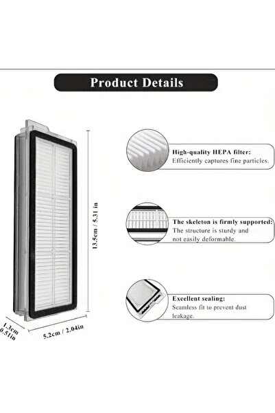 RotRever Roborock QRevo S / QRevo Pro / QRevo MaxV / QRevo Plus Compatible HEPA Filter Replacement Set - 2 Pieces