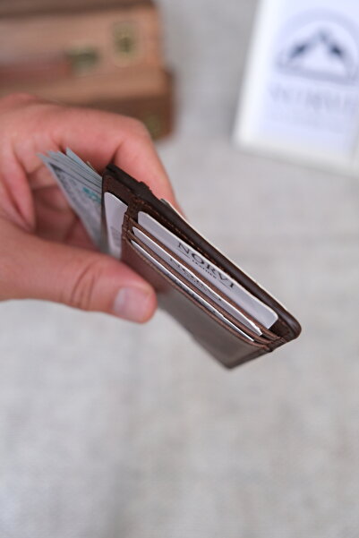 Norvi Leather Genuine Leather Card Holder with Id Compartment, Cappuccino Color 1140