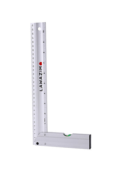 Lawazim Aluminium L Shape Angle Ruler 30cm with Level