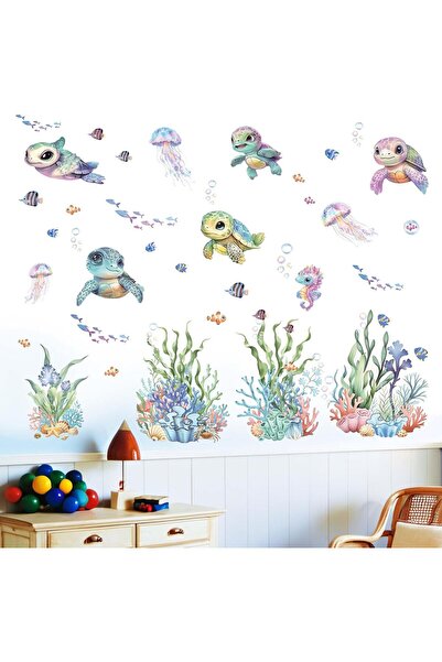 Amimagen Sea Turtle Wall Stickers for Kids - Peel and Stick Vinyl Wall Decals