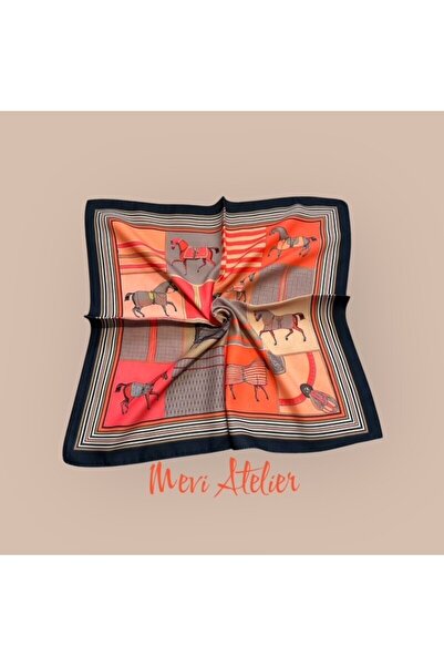 Mevi Atelier Horse Patterned Colorful Scarf 50 X 50