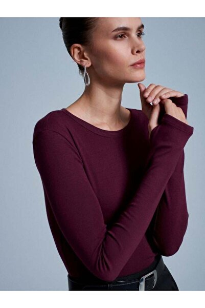 Dilvin 32319 Long Sleeve Blouse Burgundy