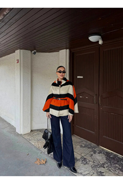 Kienor Yeni Sezon Kadın Beli Kemerli Desenli Panço