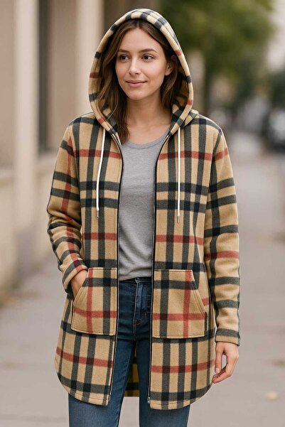 Tenra Women's Long Fleece Cardigan Wide Cut